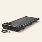 Belva walking pad treadmill, three quarter view on a plain background